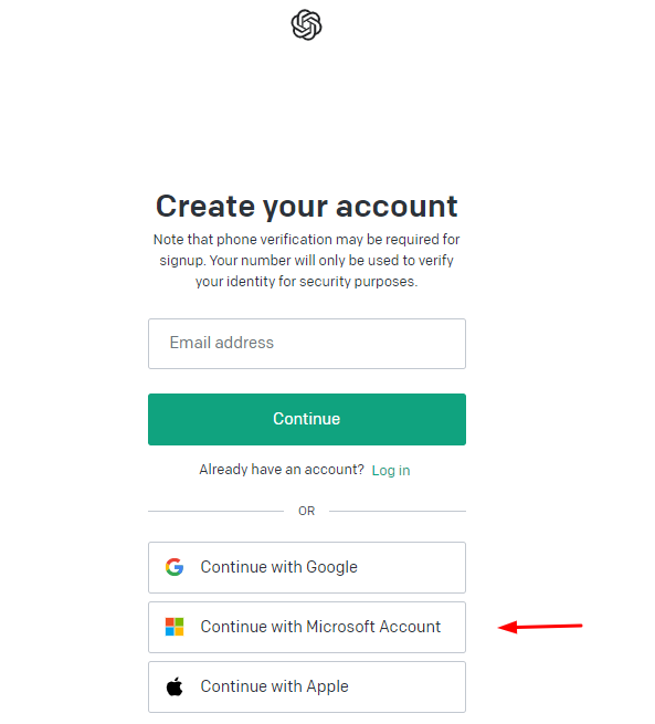 Chat GPT Account with Microsoft