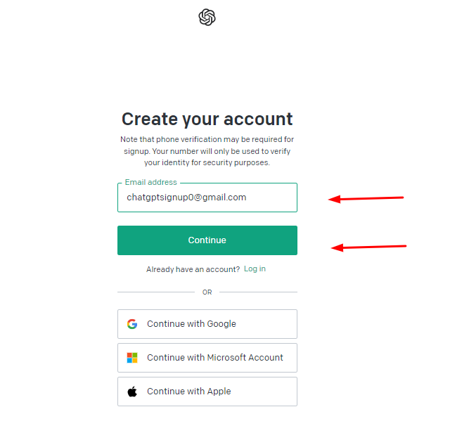 Create ChatGPT Account with Email